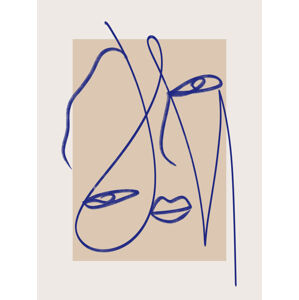 Ilustrace Abstract Blue Line Art, Little Dean, (30 x 40 cm)