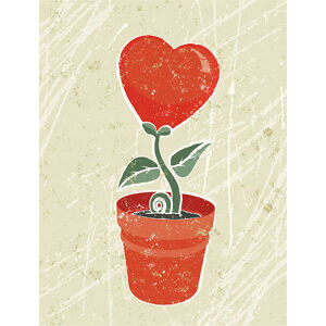Ilustrace Small seedling with Heart Flower, MHJ, (30 x 40 cm)