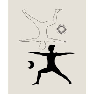 Ilustrace Woman doing yoga abstract poster. Monochrome, Alina Beketova, (35 x 40 cm)