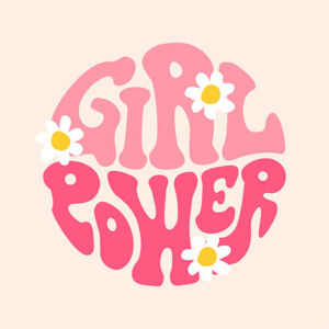 Ilustrace Girl power groovy lettering in circle shape., Svetlana Apukhtina, (40 x 40 cm)