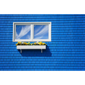 Umělecká fotografie A window on a blue wall., Kursat Barin, (40 x 26.7 cm)