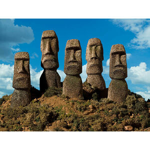 Umělecká fotografie Easter Island Heads forward frown, Don Farrall, (40 x 30 cm)