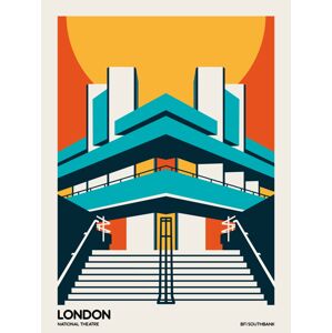 Ilustrace London BFI Southbank Brutalist Architecture, Retrodrome, (30 x 40 cm)