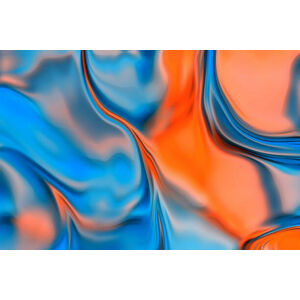 Ilustrace Colorful Vibrant Neon Blue Orange Waves Background, oxygen, (40 x 26.7 cm)