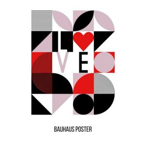 Ilustrace Abstract geometric bauhaus poster. Heart, love,, Ekaterina Dukhanina, (30 x 40 cm)