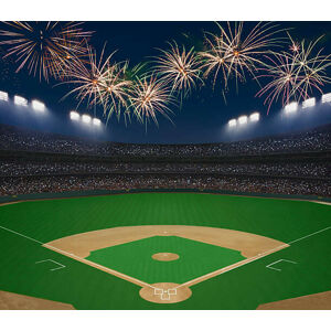 Umělecká fotografie Baseball field and stadium with fireworks in sky., David Madison, (40 x 35 cm)