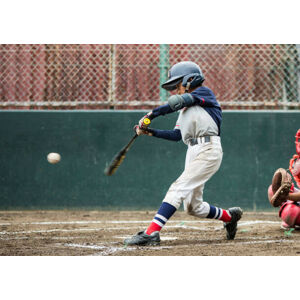 Umělecká fotografie Youth Baseball Players,playing game,batting, Shoji Fujita, (40 x 30 cm)