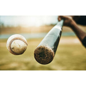 Umělecká fotografie Baseball hit, sports and athlete on, PeopleImages, (40 x 24.6 cm)