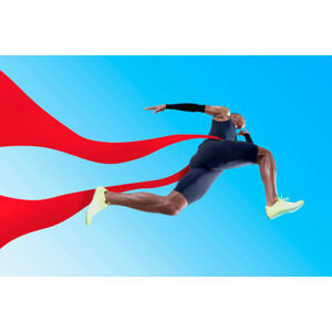 Umělecká fotografie Athlete running through red ribbon, We Are, (40 x 26.7 cm)