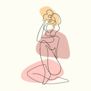 Ilustrace Outline illustration of woman body with blob shape, Lizaveta Kadol, (40 x 40 cm)