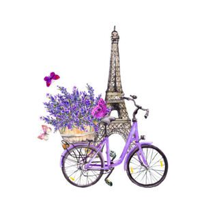 Ilustrace Butterflies, Eiffel tower, bicycle with lavender, zzorik, (35 x 40 cm)