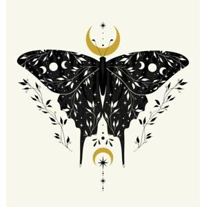 Umělecká fotografie Vector illustration with black butterfly and, Lyubov Ovsyannikova, (40 x 40 cm)