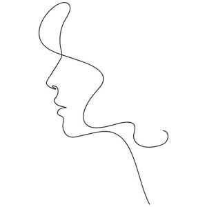 Ilustrace Woman profile with long hair. Portrait, prezent, (30 x 40 cm)