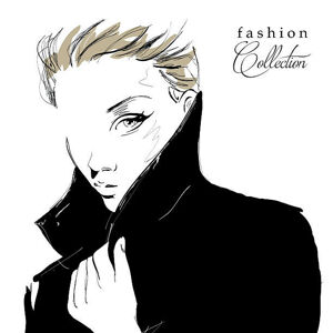 Ilustrace Fashion girl in sketch-style, Verlen4418, (40 x 40 cm)