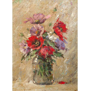 Ilustrace Oil painting - flowers in the vase, Slavica, (30 x 40 cm)