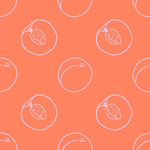 Umělecká fotografie Outline peach fruit seamless pattern., Daria Khivrenko, (40 x 40 cm)