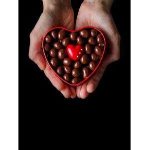 Umělecká fotografie Human hands holding red heart shaped, EujarimPhotography, (30 x 40 cm)