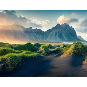 Umělecká fotografie Black sand dunes on the Stokksnes headland, Andrew_Mayovskyy, (40 x 30 cm)