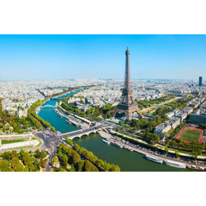 Umělecká fotografie Eiffel Tower aerial view, Paris, saiko3p, (40 x 26.7 cm)