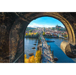 Umělecká fotografie Charles Bridge, Prague, Lichtwolke, (40 x 26.7 cm)