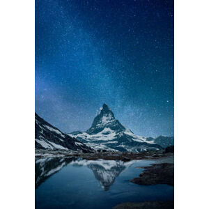 Umělecká fotografie Matterhorn - night, Viaframe, (26.7 x 40 cm)