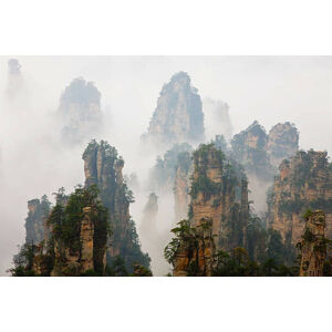 Umělecká fotografie China, Hunan, Zhangjijie, Mount Tianzi in fog, Peter Adams, (40 x 26.7 cm)