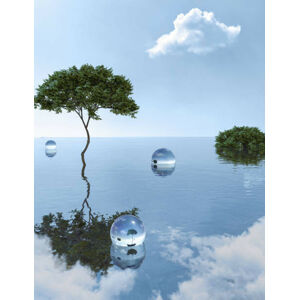 Ilustrace Unreal tree growing in water among, Tatiana Lavrova, (30 x 40 cm)