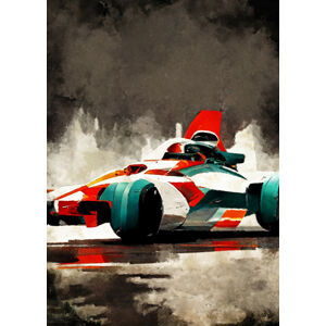 Umělecký tisk Formula 1 red grey, Justyna Jaszke, (30 x 40 cm)