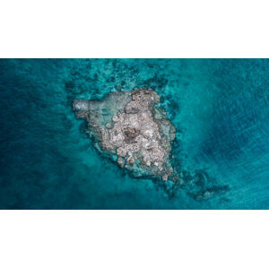 Umělecká fotografie Drone shot of a rocky island, Broome, Australia, Abstract Aerial Art, (40 x 22.5 cm)