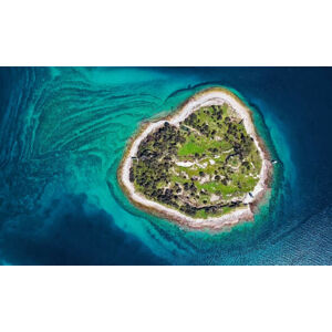 Umělecká fotografie Top aerial view of desert island,, rusm, (40 x 24.6 cm)