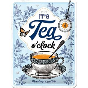 Plechová cedule It‘s Tea O‘Clock, (20 x 15 cm)