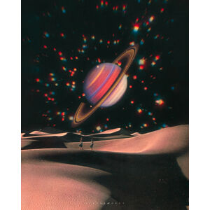 Ilustrace Space disco, spacerocket art, (30 x 40 cm)