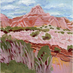 Ilustrace Pink mountain, Eleanor Baker, (40 x 40 cm)