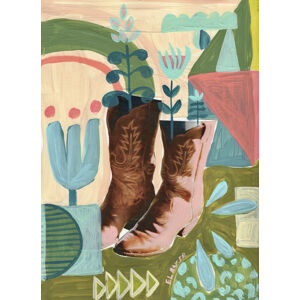 Ilustrace Blooming boots, Eleanor Baker, (30 x 40 cm)