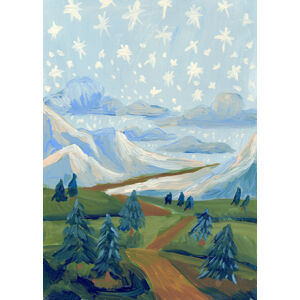 Ilustrace Snowing stars, Eleanor Baker, (30 x 40 cm)