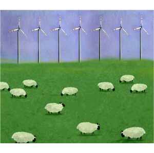 Ilustrace Illustration of flock of sheep grazing, Westend61, (40 x 35 cm)