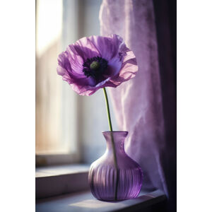 Umělecká fotografie Purple Poppy In Vase, Treechild, (26.7 x 40 cm)