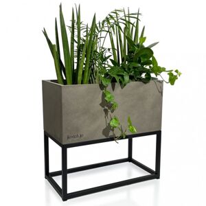 Elegantní široký kovový květináč v šedé barvě LOFT FIORINO 42X22X40 cm