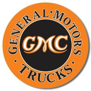 Plechová cedule GMC Trucks Round, (30 x 42 cm)