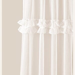 Krémová záclona FRILLA s volánky na stříbrných průchodkách 350 x 250 cm