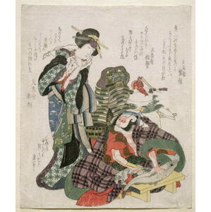 Katsushika Hokusai - Obrazová reprodukce Ichikawa Danjuro and Ichikawa Monnosuke as Jagekiyo and Iwai Kumesaburo, (35 x 40 cm)