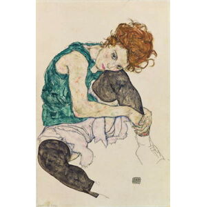 Schiele, Egon - Obrazová reprodukce Seated Woman with Bent Knees, 1917, (26.7 x 40 cm)