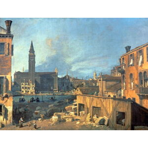 (1697-1768) Canaletto - Obrazová reprodukce Venice: Campo San Vidal and Santa Maria della Carita  1727-28, (40 x 30 cm)
