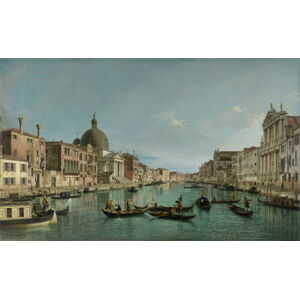 (1697-1768) Canaletto - Obrazová reprodukce The Grand Canal in Venice with San Simeone Piccolo and the Scalzi church, (40 x 24.6 cm)