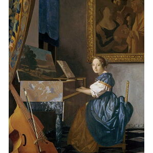Jan (1632-75) Vermeer - Obrazová reprodukce A Young Lady Seated at a Virginal, c.1670, (35 x 40 cm)