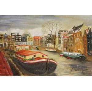 Obrazová reprodukce Red House Boat, Amsterdam, 1999, Antonia Myatt, 40 × 26.7 cm