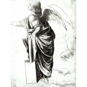 Leonardo da (attr.to) Vinci - Obrazová reprodukce Study of an Angel (chalk on paper), (30 x 40 cm)