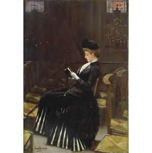 Jean Beraud - Obrazová reprodukce A Woman at Prayer, c.1889, (26.7 x 40 cm)