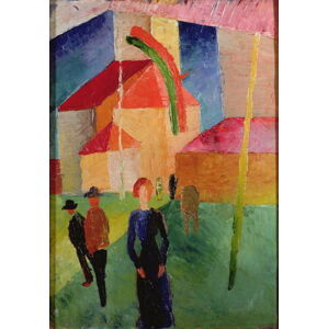 August Macke - Obrazová reprodukce Church Decorated with Flags, (26.7 x 40 cm)