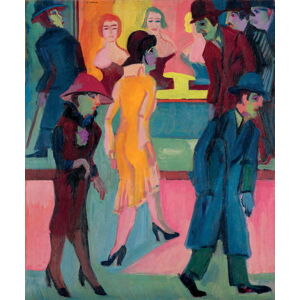 Kirchner, Ernst Ludwig - Obrazová reprodukce Street Scene by the Barber Shop; Strassenbild vor dem Friseurladen, (35 x 40 cm)